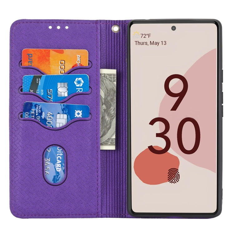 For Google Pixel 6 Pro Woven Texture Stitching Magnetic Horizontal Flip PU Leather Case with Holder & Card Slots & Wallet & Lanyard