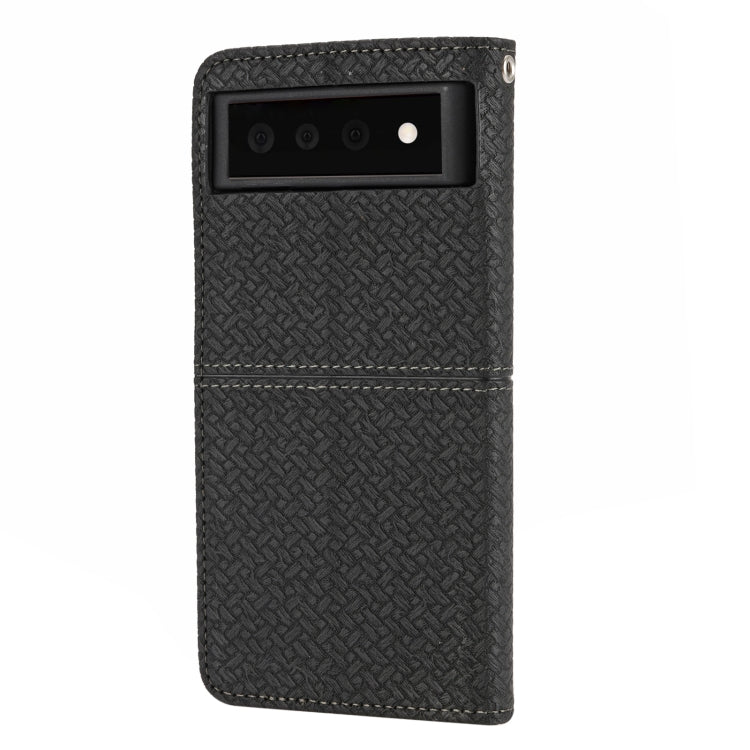 For Google Pixel 6 Pro Woven Texture Stitching Magnetic Horizontal Flip PU Leather Case with Holder & Card Slots & Wallet & Lanyard