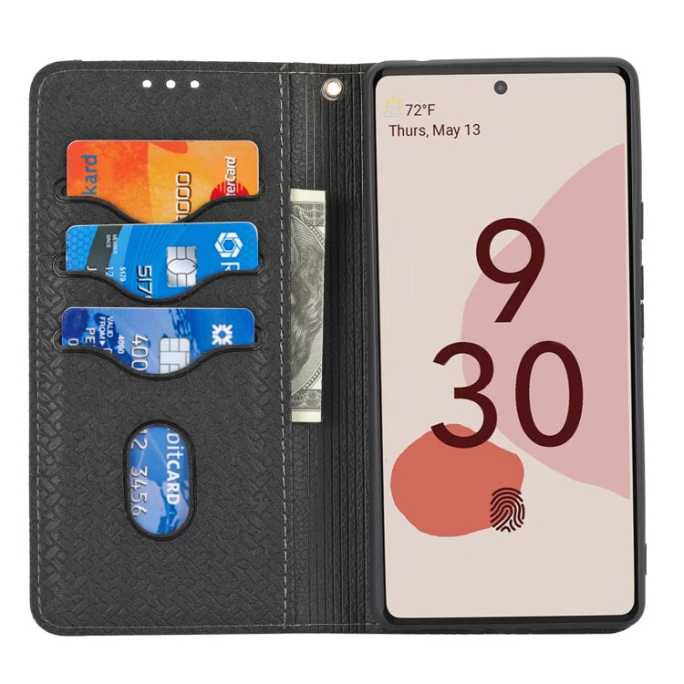 For Google Pixel 6 Pro Woven Texture Stitching Magnetic Horizontal Flip PU Leather Case with Holder & Card Slots & Wallet & Lanyard