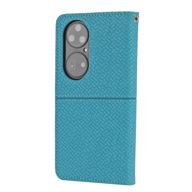 For Huawei P50 Woven Texture Stitching Magnetic Horizontal Flip PU Leather Case with Holder & Card Slots & Wallet & Lanyard