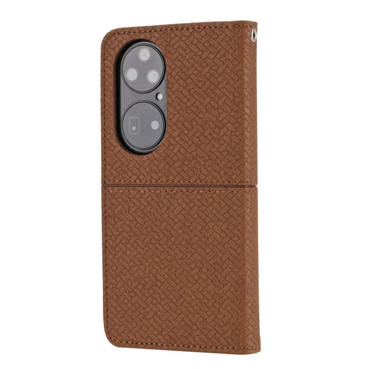 For Huawei P50 Pro Woven Texture Stitching Magnetic Horizontal Flip PU Leather Case with Holder & Card Slots & Wallet & Lanyard