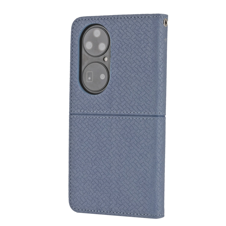For Huawei P50 Pro Woven Texture Stitching Magnetic Horizontal Flip PU Leather Case with Holder & Card Slots & Wallet & Lanyard