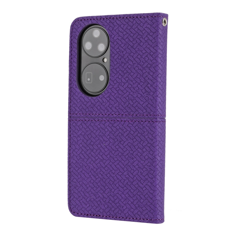 For Huawei P50 Pro Woven Texture Stitching Magnetic Horizontal Flip PU Leather Case with Holder & Card Slots & Wallet & Lanyard