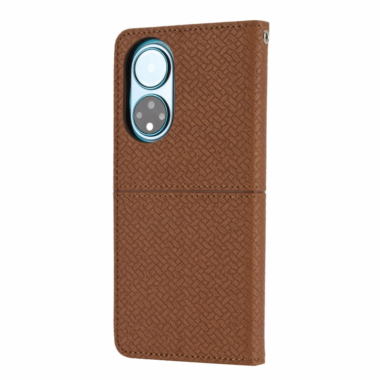 For Honor 50 Woven Texture Stitching Magnetic Horizontal Flip PU Leather Case with Holder & Card Slots & Wallet & Lanyard