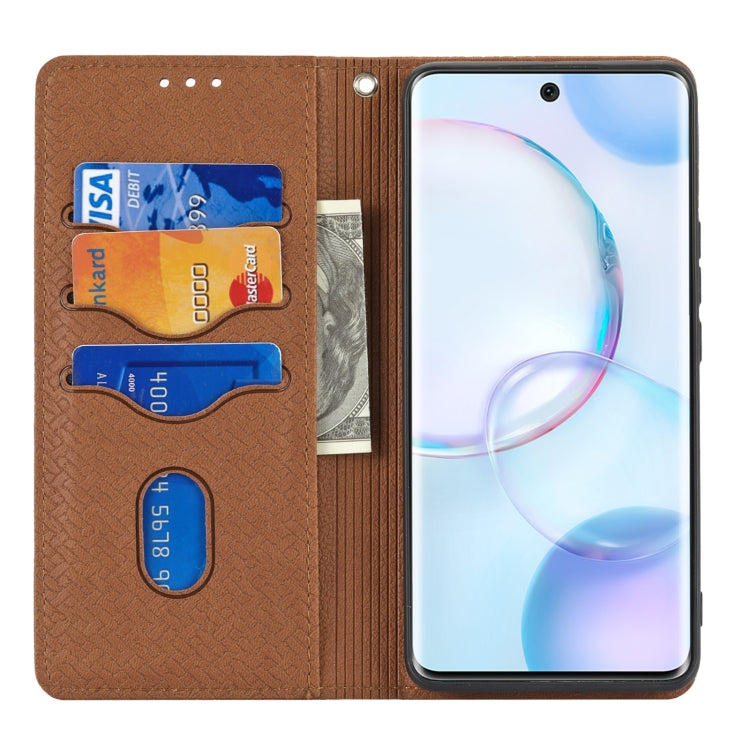 For Honor 50 Woven Texture Stitching Magnetic Horizontal Flip PU Leather Case with Holder & Card Slots & Wallet & Lanyard