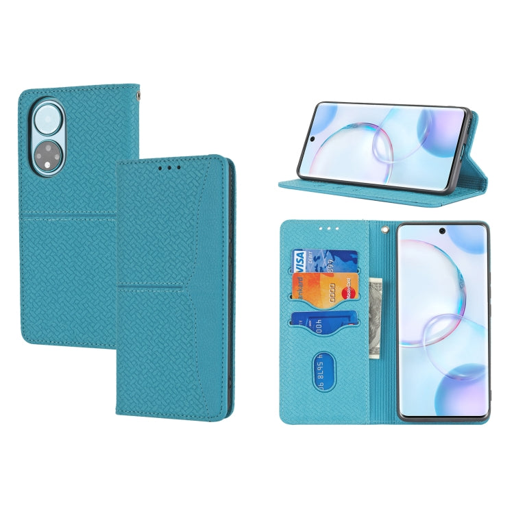 For Honor 50 Woven Texture Stitching Magnetic Horizontal Flip PU Leather Case with Holder & Card Slots & Wallet & Lanyard