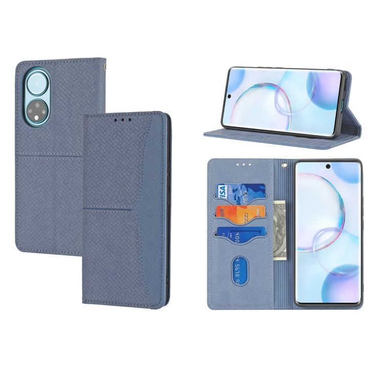 For Honor 50 Woven Texture Stitching Magnetic Horizontal Flip PU Leather Case with Holder & Card Slots & Wallet & Lanyard