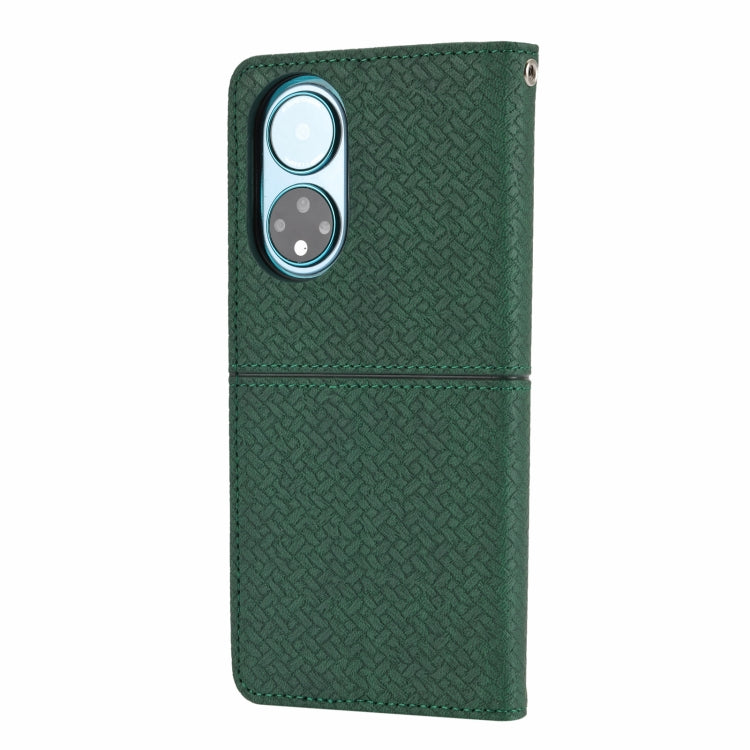For Honor 50 Pro Woven Texture Stitching Magnetic Horizontal Flip PU Leather Case with Holder & Card Slots & Wallet & Lanyard