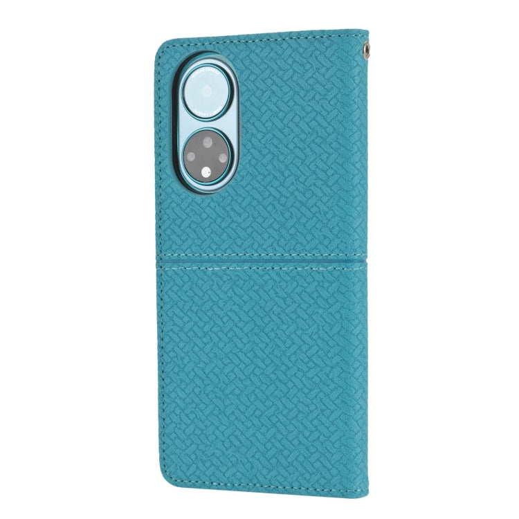 For Honor 50 Pro Woven Texture Stitching Magnetic Horizontal Flip PU Leather Case with Holder & Card Slots & Wallet & Lanyard