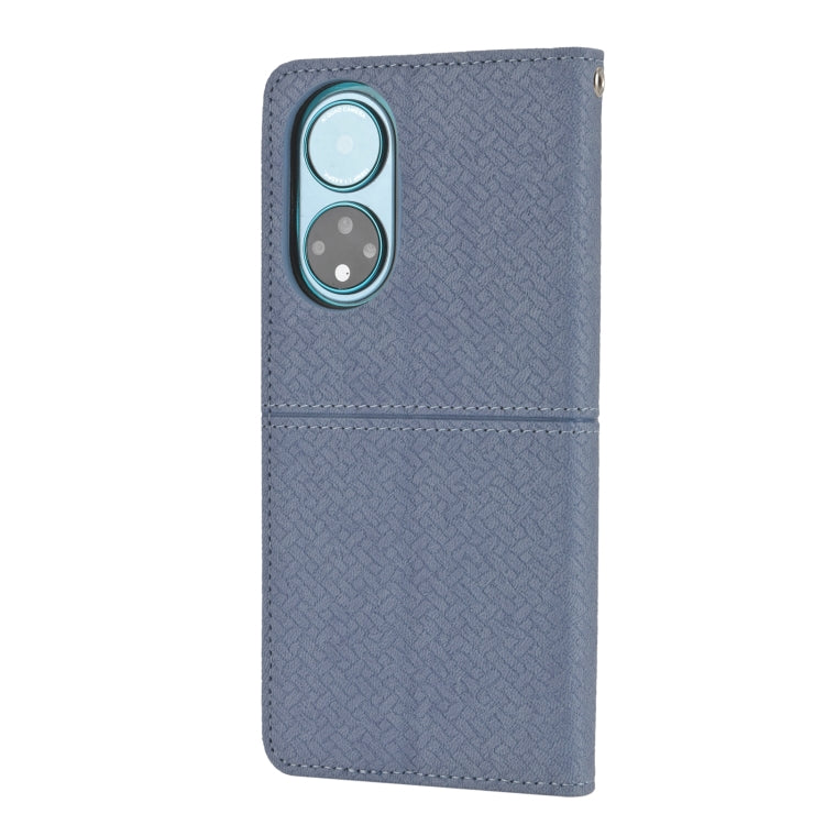 For Honor 50 Pro Woven Texture Stitching Magnetic Horizontal Flip PU Leather Case with Holder & Card Slots & Wallet & Lanyard