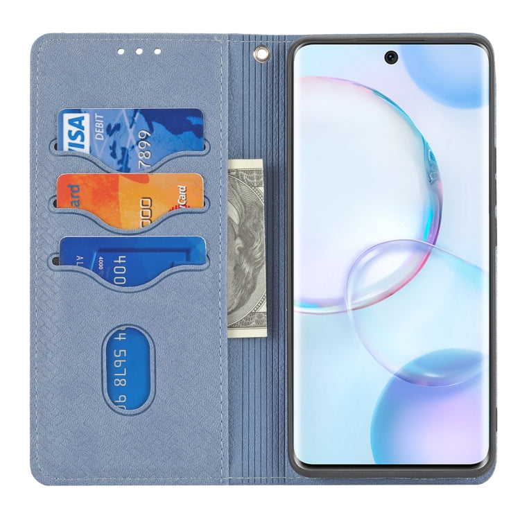 For Honor 50 Pro Woven Texture Stitching Magnetic Horizontal Flip PU Leather Case with Holder & Card Slots & Wallet & Lanyard