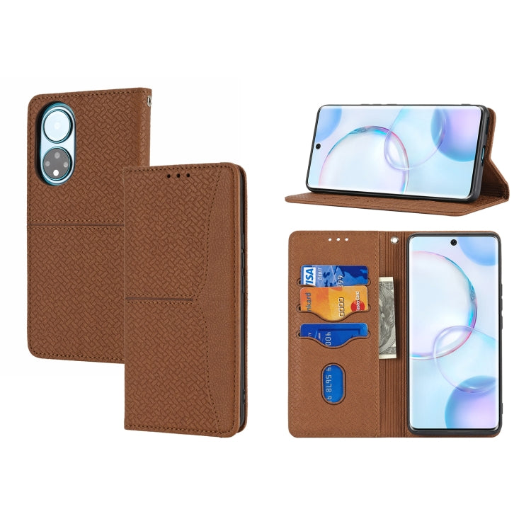 For Honor 50 SE Woven Texture Stitching Magnetic Horizontal Flip PU Leather Case with Holder & Card Slots & Wallet & Lanyard