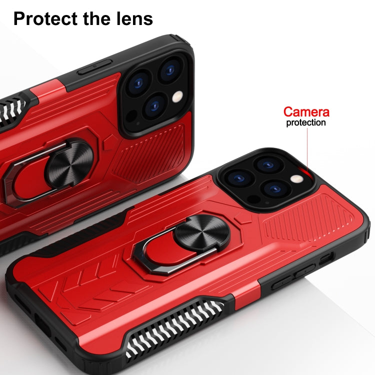 For iPhone 13 Pro 10 PCS Shield Armor PC+TPU Protective Case with 360 Degree Rotation Ring Holder