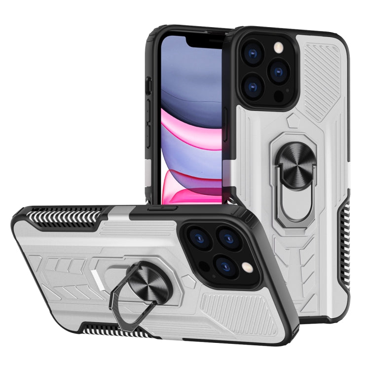 For iPhone 13 Pro Max 10 PCS Shield Armor PC+TPU Protective Case with 360 Degree Rotation Ring Holder