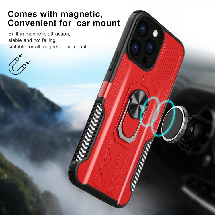 For iPhone 13 Pro Max 10 PCS Shield Armor PC+TPU Protective Case with 360 Degree Rotation Ring Holder