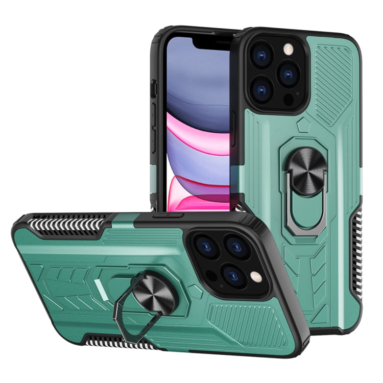 For iPhone 13 Pro Max 10 PCS Shield Armor PC+TPU Protective Case with 360 Degree Rotation Ring Holder