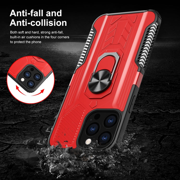 For iPhone 13 Pro Max 10 PCS Shield Armor PC+TPU Protective Case with 360 Degree Rotation Ring Holder