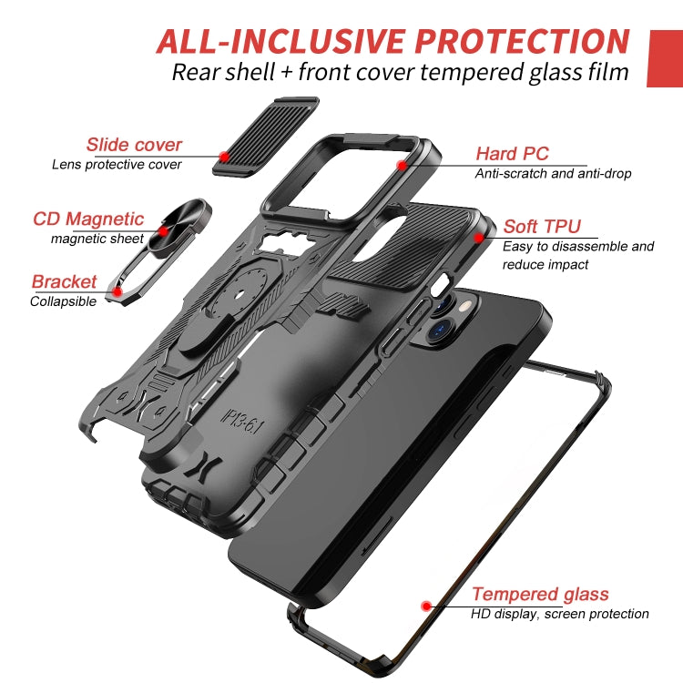 For iPhone 13 mini All-inclusive PC TPU Tempered Glass Film Integral Shockproof Case