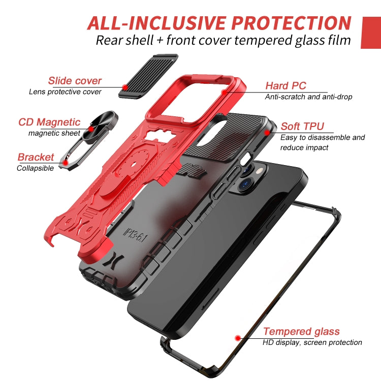 For iPhone 13 mini All-inclusive PC TPU Tempered Glass Film Integral Shockproof Case