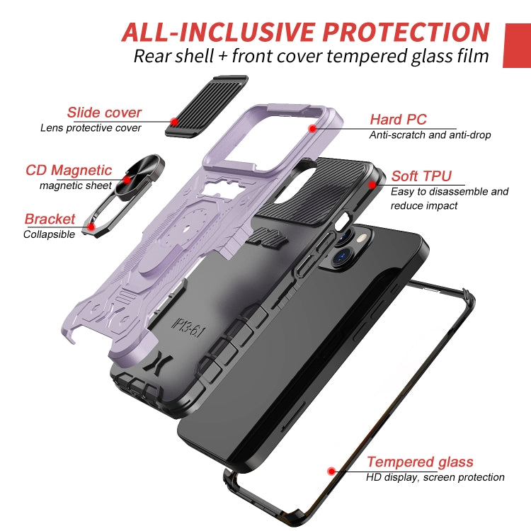 For iPhone 13 All-inclusive PC TPU Tempered Glass Film Integral Shockproof Case