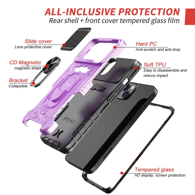 For iPhone 13 All-inclusive PC TPU Tempered Glass Film Integral Shockproof Case