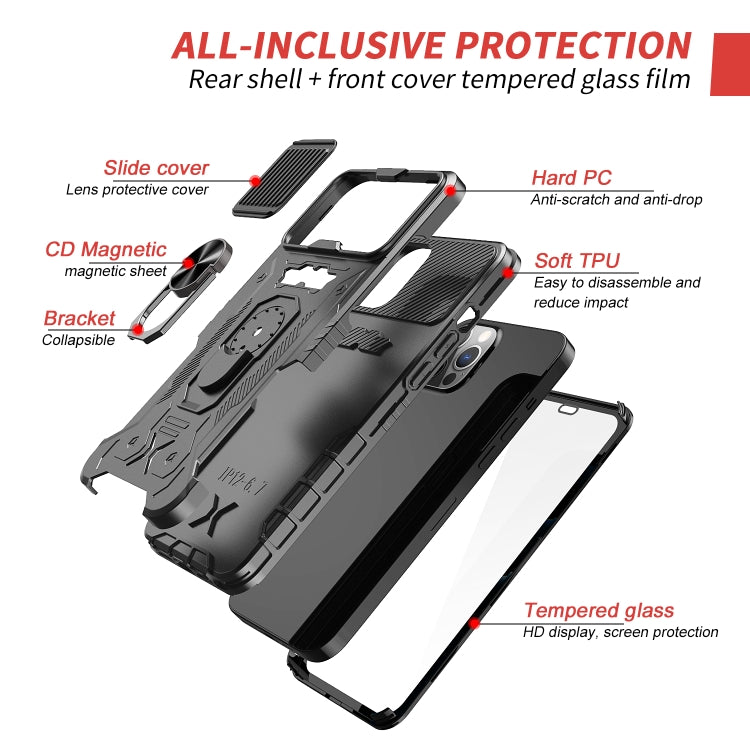 For iPhone 13 Pro All-inclusive PC TPU Tempered Glass Film Integral Shockproof Case