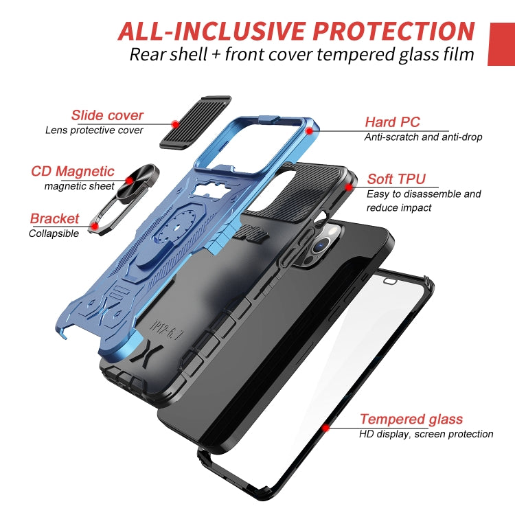 For iPhone 13 Pro Max All-inclusive PC TPU Tempered Glass Film Integral Shockproof Case