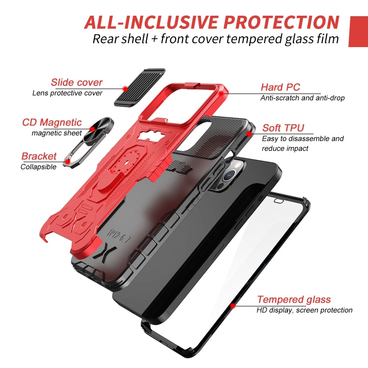 For iPhone 13 Pro Max All-inclusive PC TPU Tempered Glass Film Integral Shockproof Case