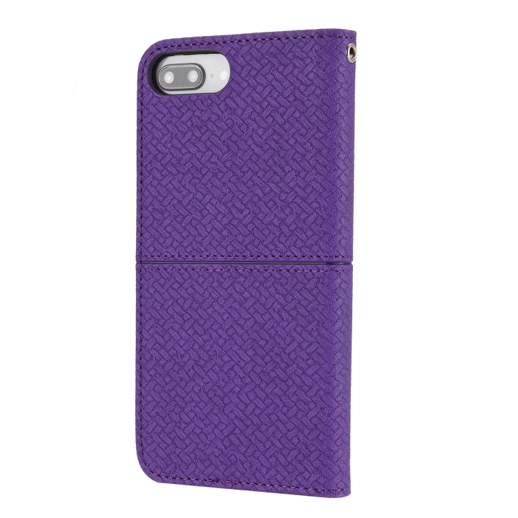 Woven Texture Stitching Magnetic Horizontal Flip PU Leather Case with Holder & Card Slots & Wallet & Lanyard For iPhone 8 Plus / 7 Plus