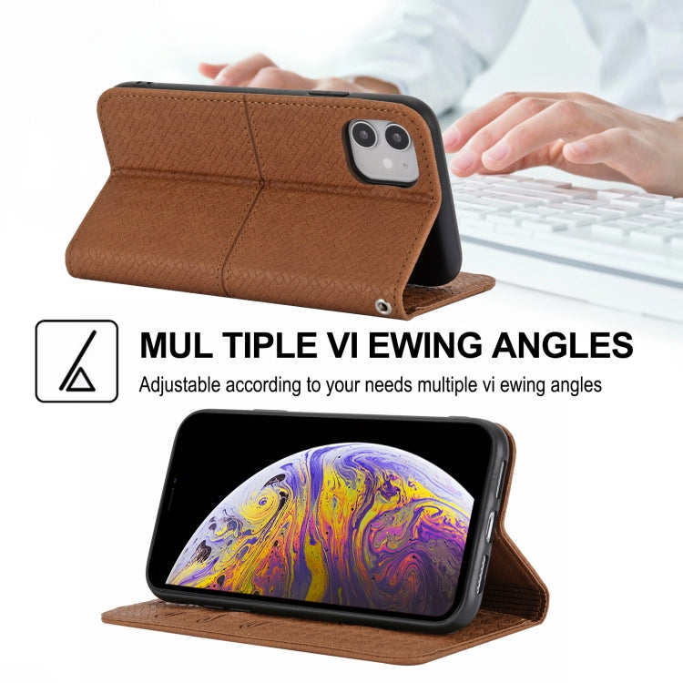 For iPhone 11 Woven Texture Stitching Magnetic Horizontal Flip PU Leather Case with Holder & Card Slots & Wallet & Lanyard