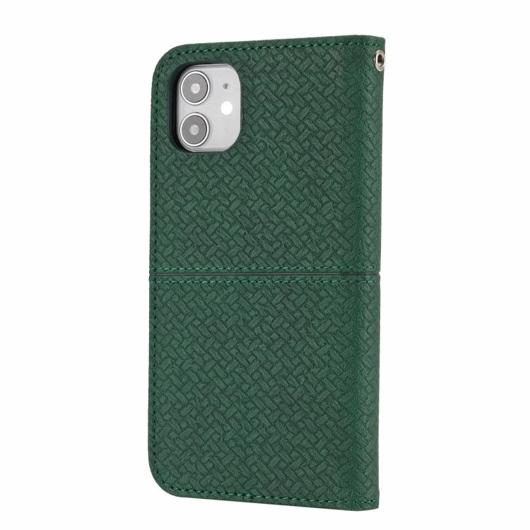 For iPhone 11 Woven Texture Stitching Magnetic Horizontal Flip PU Leather Case with Holder & Card Slots & Wallet & Lanyard