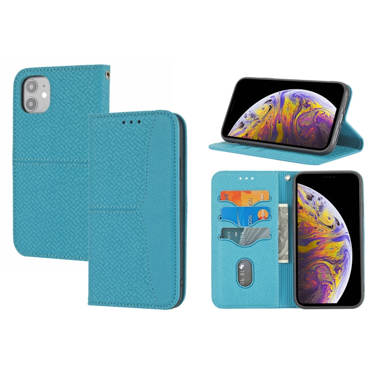 For iPhone 11 Woven Texture Stitching Magnetic Horizontal Flip PU Leather Case with Holder & Card Slots & Wallet & Lanyard