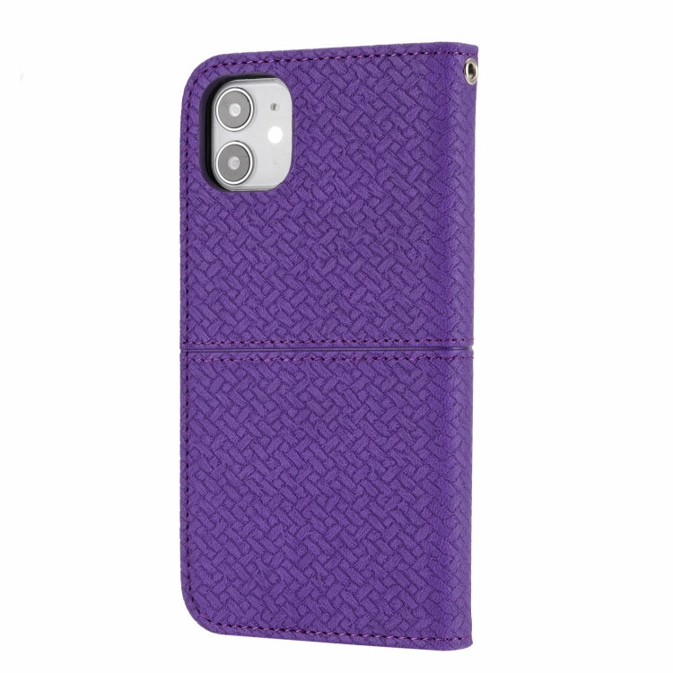 For iPhone 11 Woven Texture Stitching Magnetic Horizontal Flip PU Leather Case with Holder & Card Slots & Wallet & Lanyard