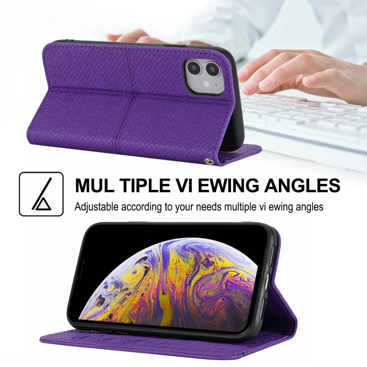For iPhone 11 Woven Texture Stitching Magnetic Horizontal Flip PU Leather Case with Holder & Card Slots & Wallet & Lanyard