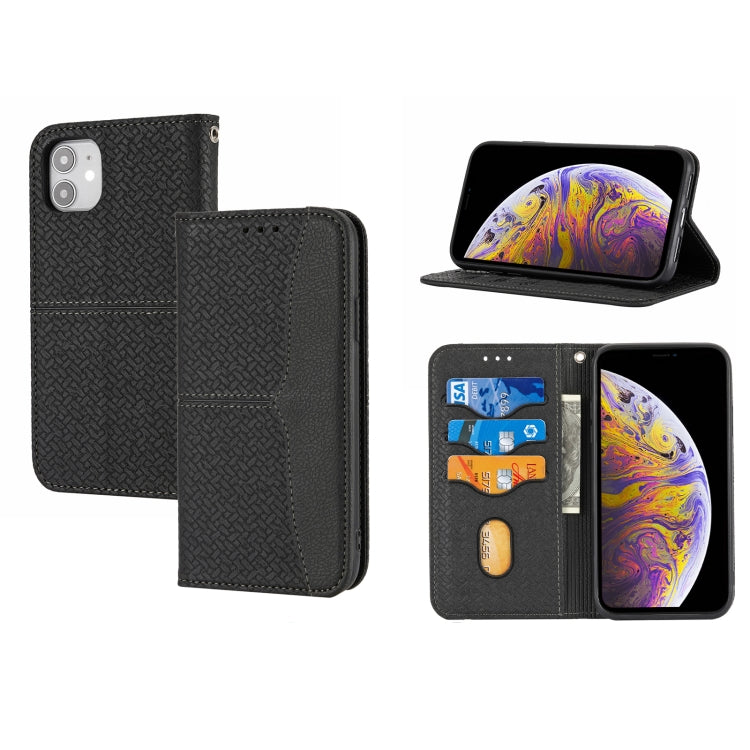 For iPhone 11 Woven Texture Stitching Magnetic Horizontal Flip PU Leather Case with Holder & Card Slots & Wallet & Lanyard