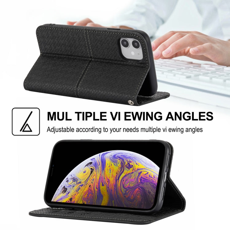 For iPhone 11 Woven Texture Stitching Magnetic Horizontal Flip PU Leather Case with Holder & Card Slots & Wallet & Lanyard