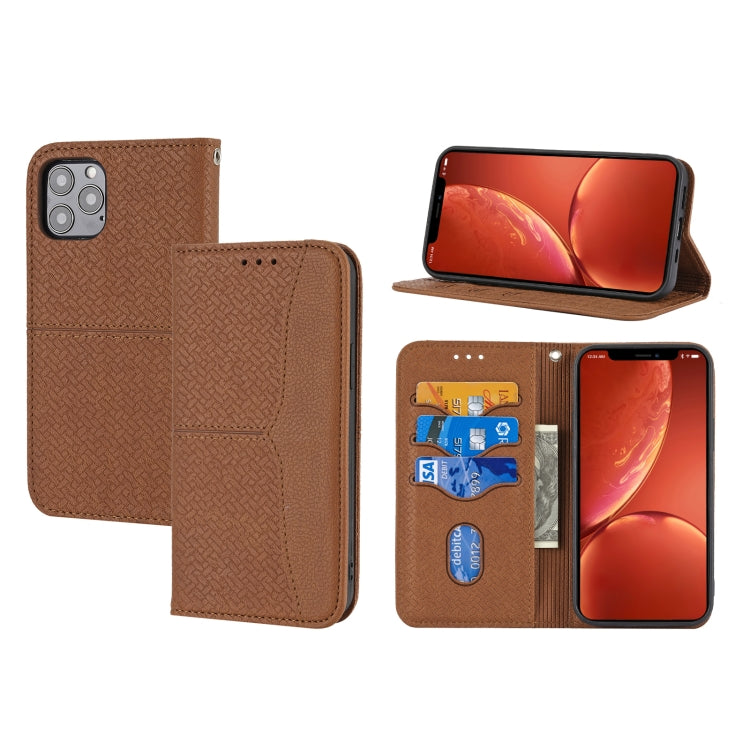 For iPhone 11 Pro Woven Texture Stitching Magnetic Horizontal Flip PU Leather Case with Holder & Card Slots & Wallet & Lanyard
