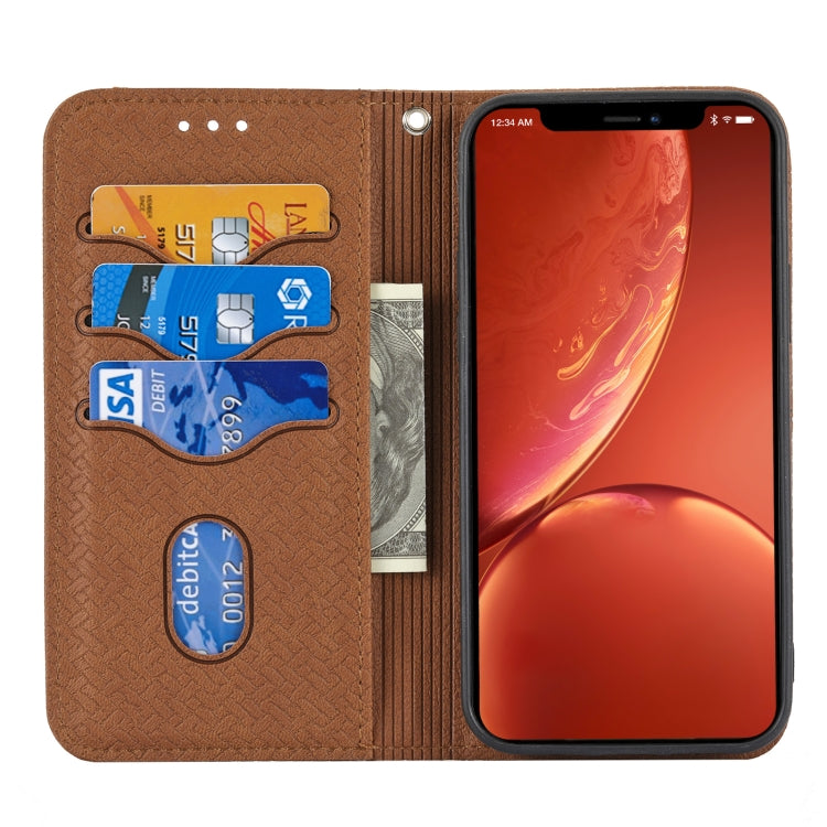 For iPhone 11 Pro Max Woven Texture Stitching Magnetic Horizontal Flip PU Leather Case with Holder & Card Slots & Wallet & Lanyard