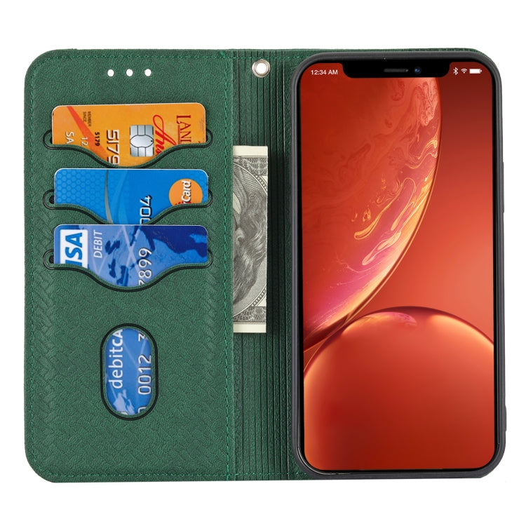 For iPhone 11 Pro Max Woven Texture Stitching Magnetic Horizontal Flip PU Leather Case with Holder & Card Slots & Wallet & Lanyard