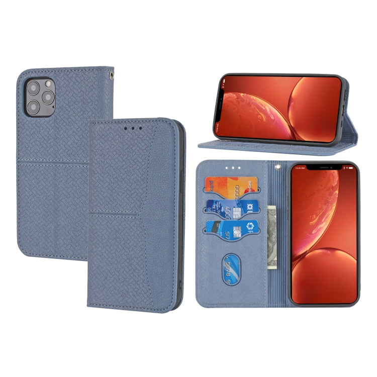 For iPhone 11 Pro Max Woven Texture Stitching Magnetic Horizontal Flip PU Leather Case with Holder & Card Slots & Wallet & Lanyard