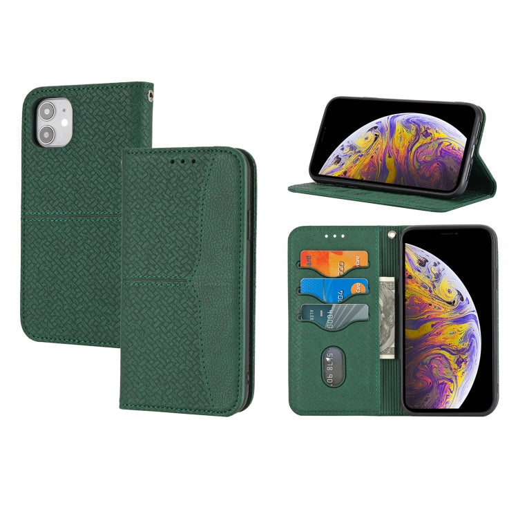 For iPhone 12 / 12 Pro Woven Texture Stitching Magnetic Horizontal Flip PU Leather Case with Holder & Card Slots & Wallet & Lanyard