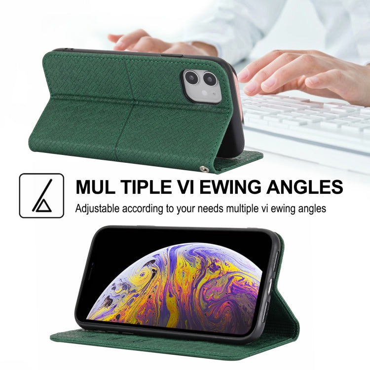 For iPhone 12 / 12 Pro Woven Texture Stitching Magnetic Horizontal Flip PU Leather Case with Holder & Card Slots & Wallet & Lanyard