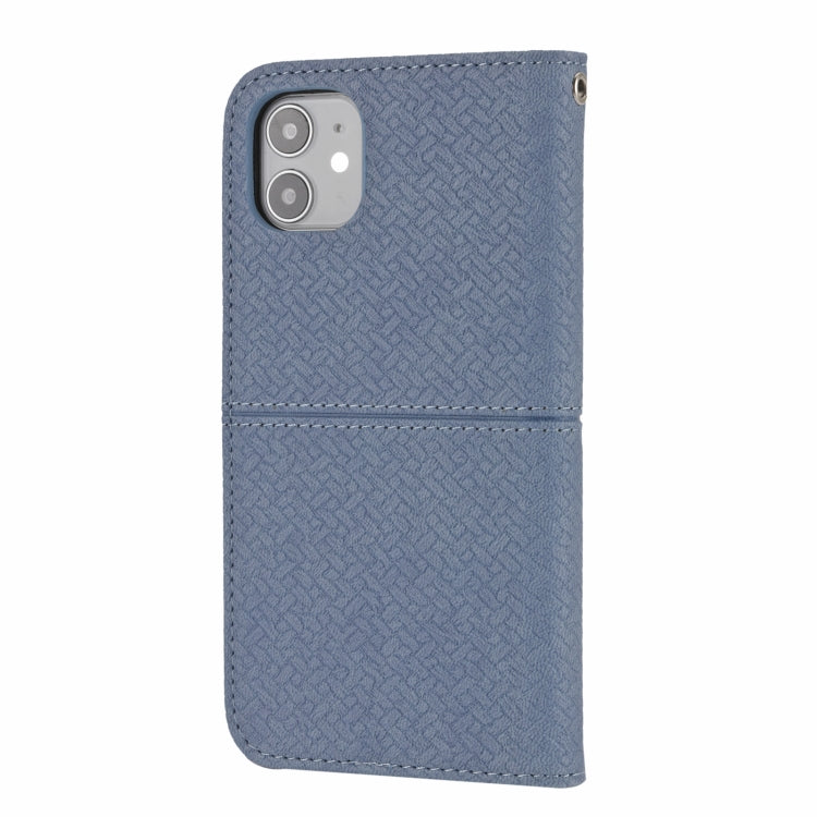 For iPhone 12 / 12 Pro Woven Texture Stitching Magnetic Horizontal Flip PU Leather Case with Holder & Card Slots & Wallet & Lanyard