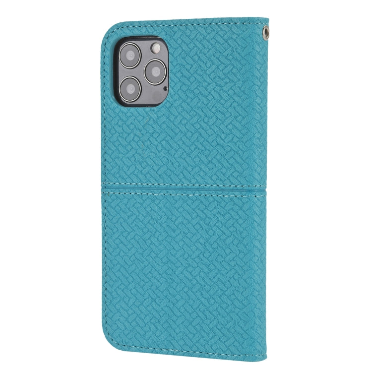 For iPhone 12 Pro Max Woven Texture Stitching Magnetic Horizontal Flip PU Leather Case with Holder & Card Slots & Wallet & Lanyard