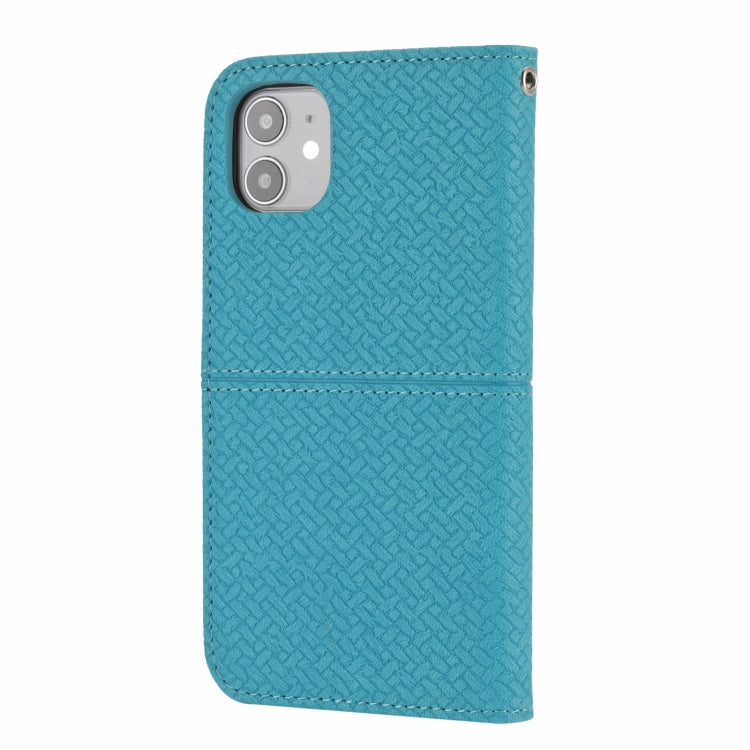 For iPhone 13 Woven Texture Stitching Magnetic Horizontal Flip PU Leather Case with Holder & Card Slots & Wallet & Lanyard