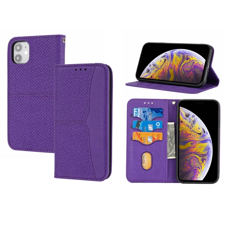 For iPhone 13 Woven Texture Stitching Magnetic Horizontal Flip PU Leather Case with Holder & Card Slots & Wallet & Lanyard