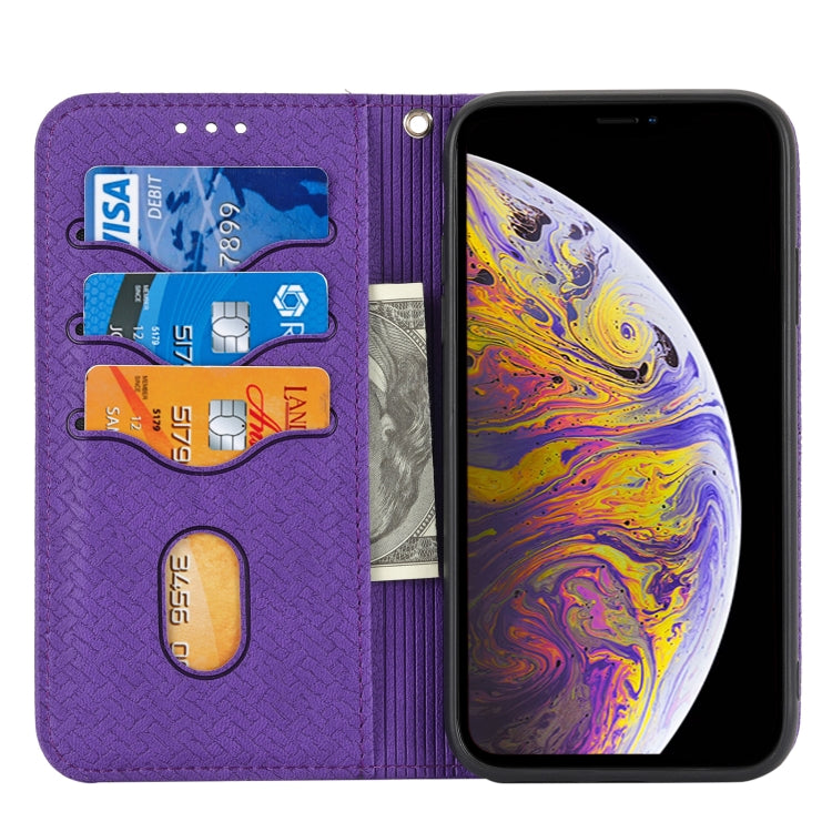 For iPhone 13 Woven Texture Stitching Magnetic Horizontal Flip PU Leather Case with Holder & Card Slots & Wallet & Lanyard