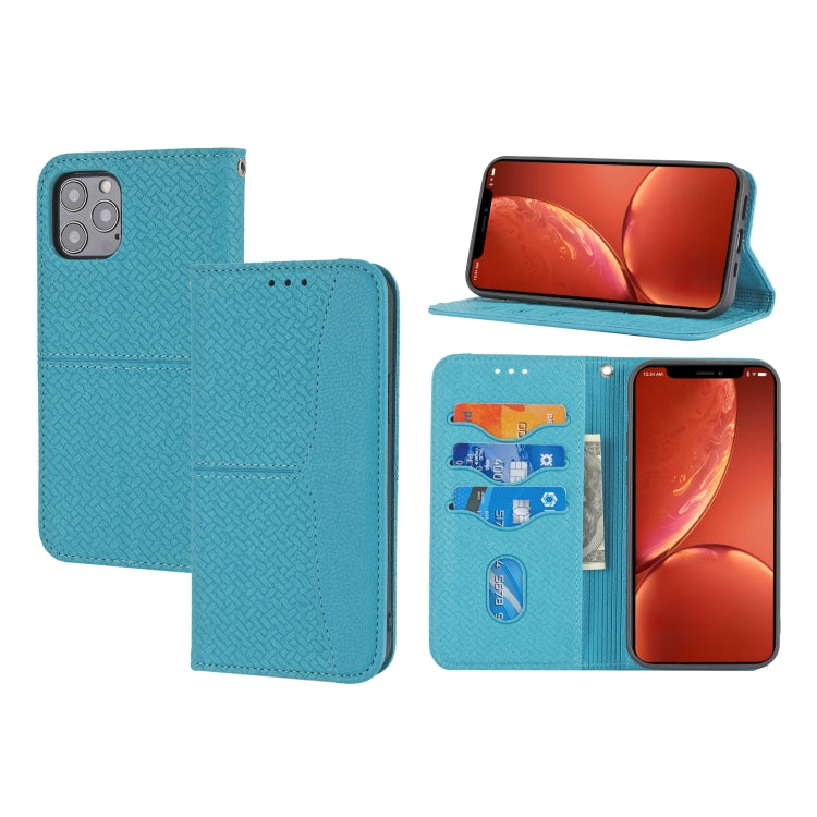 For iPhone 13 Pro Max Woven Texture Stitching Magnetic Horizontal Flip PU Leather Case with Holder & Card Slots & Wallet & Lanyard