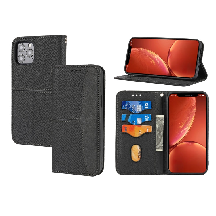 For iPhone 13 Pro Max Woven Texture Stitching Magnetic Horizontal Flip PU Leather Case with Holder & Card Slots & Wallet & Lanyard