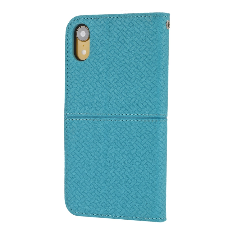 For iPhone XR Woven Texture Stitching Magnetic Horizontal Flip PU Leather Case with Holder & Card Slots & Wallet & Lanyard